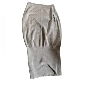 Shirin Guild / wool sweater knit grey mushroom skirt small